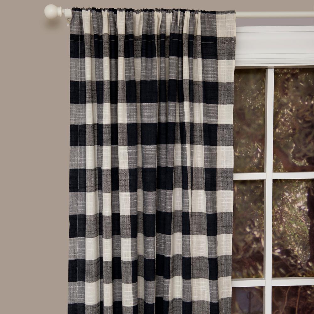 Navy Window Treatments The Home Depot Semi Opaque Buffalo Check