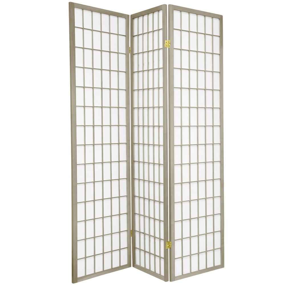 Oriental Furniture 6 Ft Grey Window Pane 3 Panel Room Divider Wpsp Grey Window Pane 3 Panel Room Divider