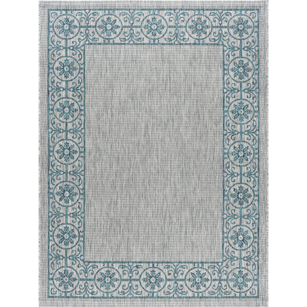 Tayse Rugs Veranda Teal 6 ft. 7 in. x 9 ft. 6 in. Indoor/Outdoor Area