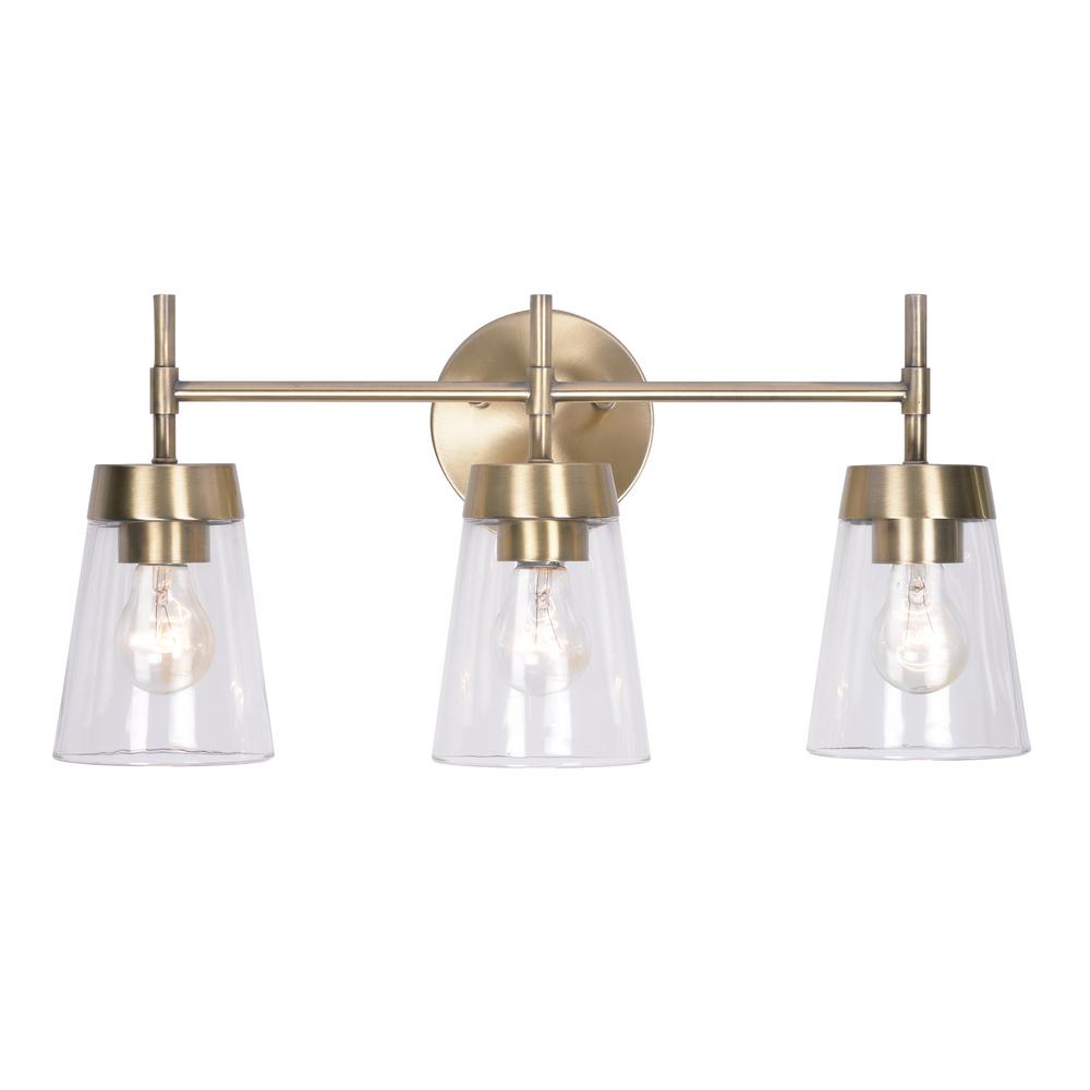 Brass Vanity Lighting The Home Depot Delgado 3 Light Antique Brass Bathroom Vanity