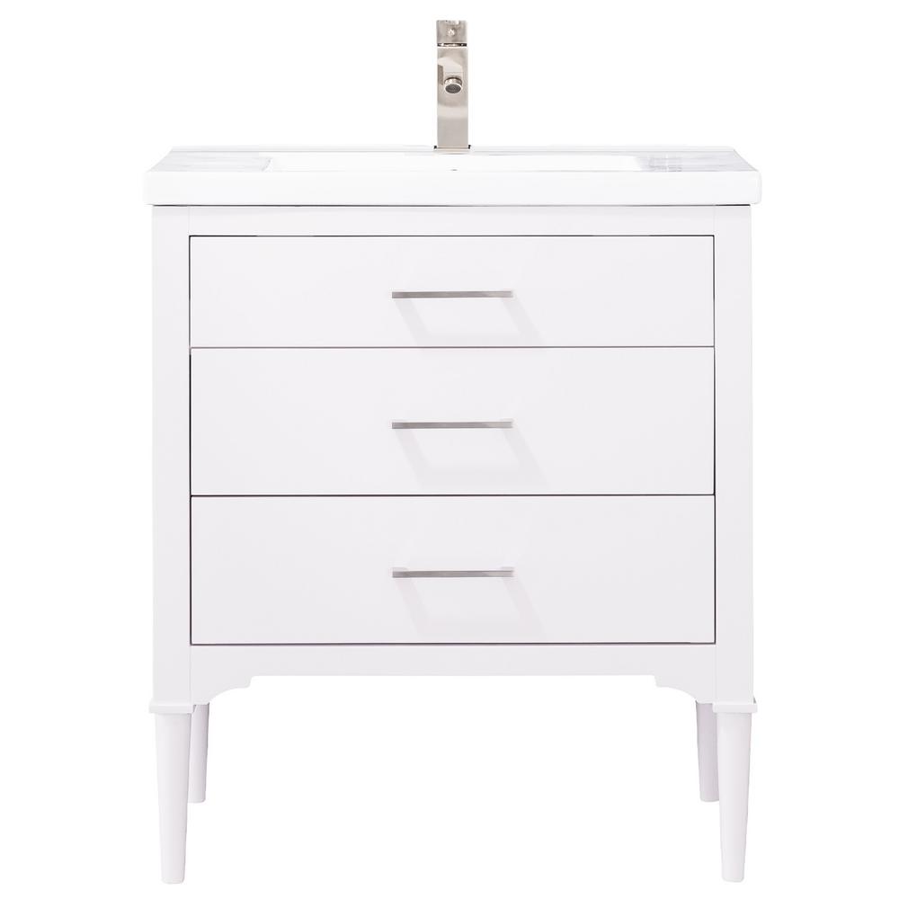 Design Element Mason 30 In W X 18 In D Bath Vanity In White With Porcelain Vanity Top In White With White Basin S01 30 Wt The Home Depot