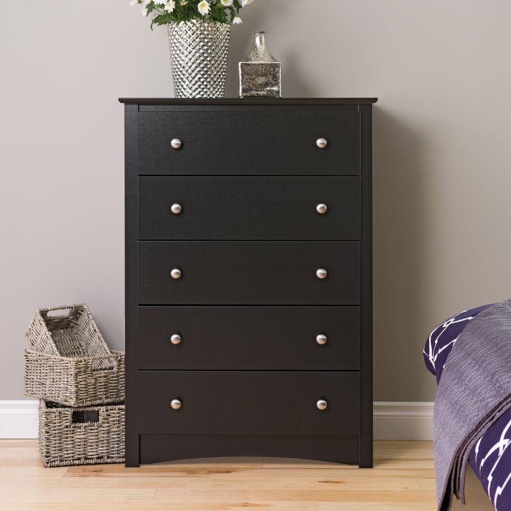 Prepac Sonoma 5Drawer Black ChestBDC3345K The Home Depot