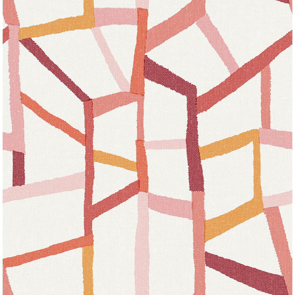 A-Street Tate Pink Geometric Linen Pink Wallpaper Sample ...