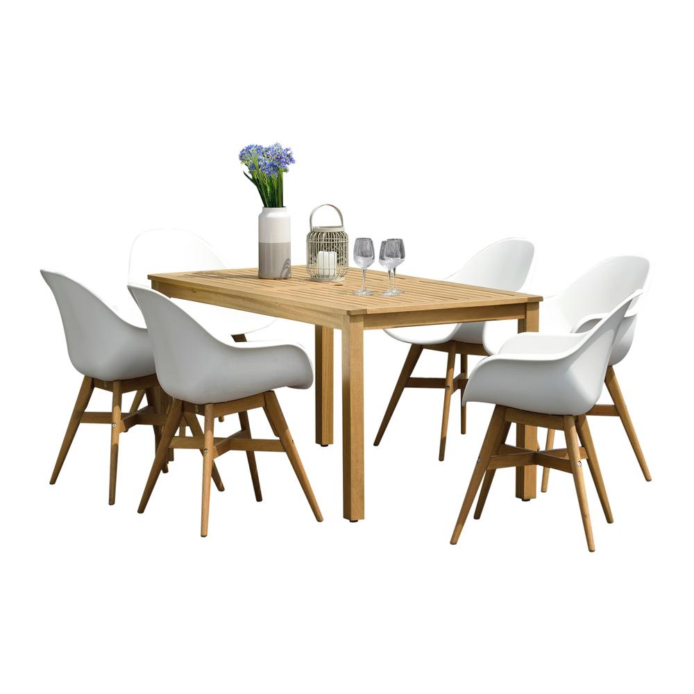 Amazonia Gatlinburg 7-Piece Teak Rectangular Outdoor Dining Set-ORLREC ...