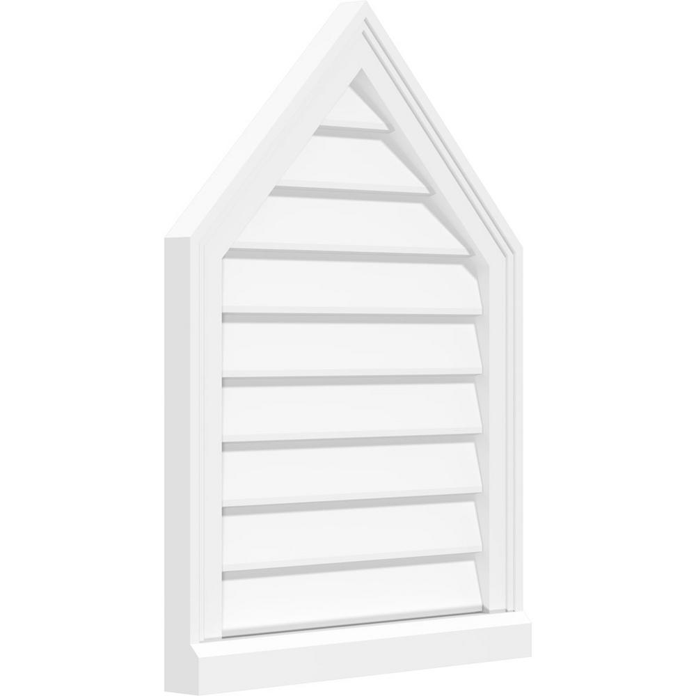 Ekena Millwork 34 In X 18 In Peaked Top Surface Mount Pvc Gable