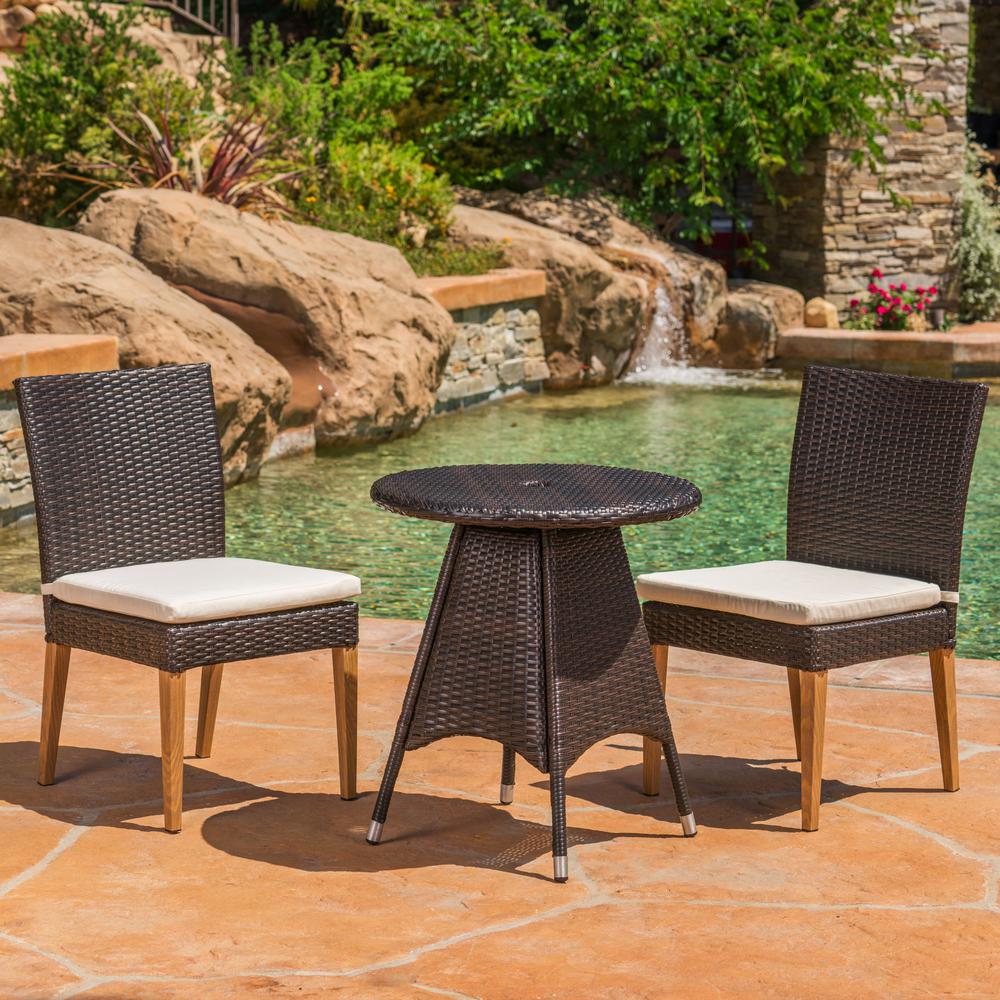 Le House Santa Barbara Multi Brown 3 Piece Wicker Outdoor 3 Piece Wicker Outdoor