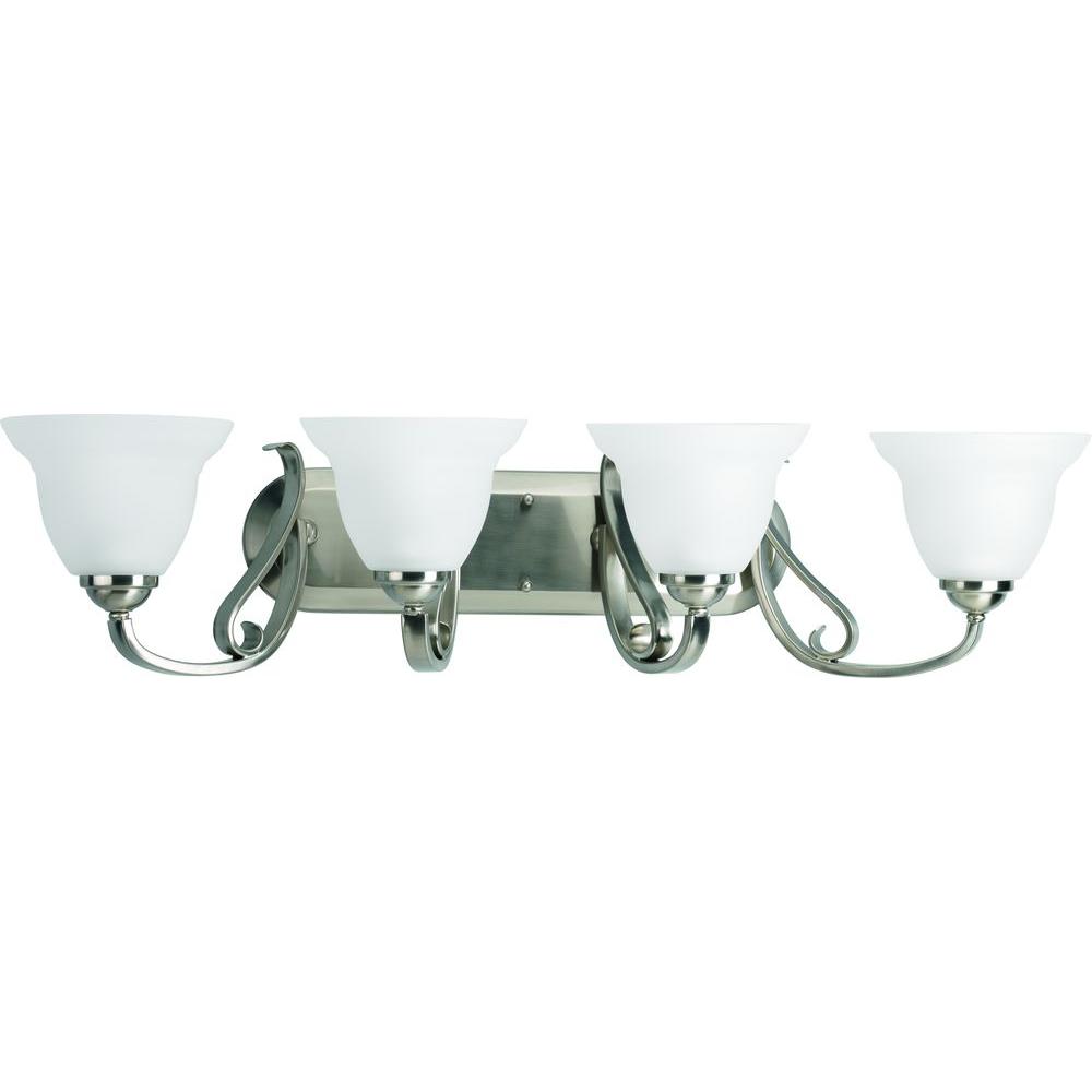 Progress Lighting Torino 4 Light Brushed Nickel Bathroom Vanity With Gl Shades Progress Lighting Torino 4 Light Brushed Nickel Bathroom Vanity With Gl Shades