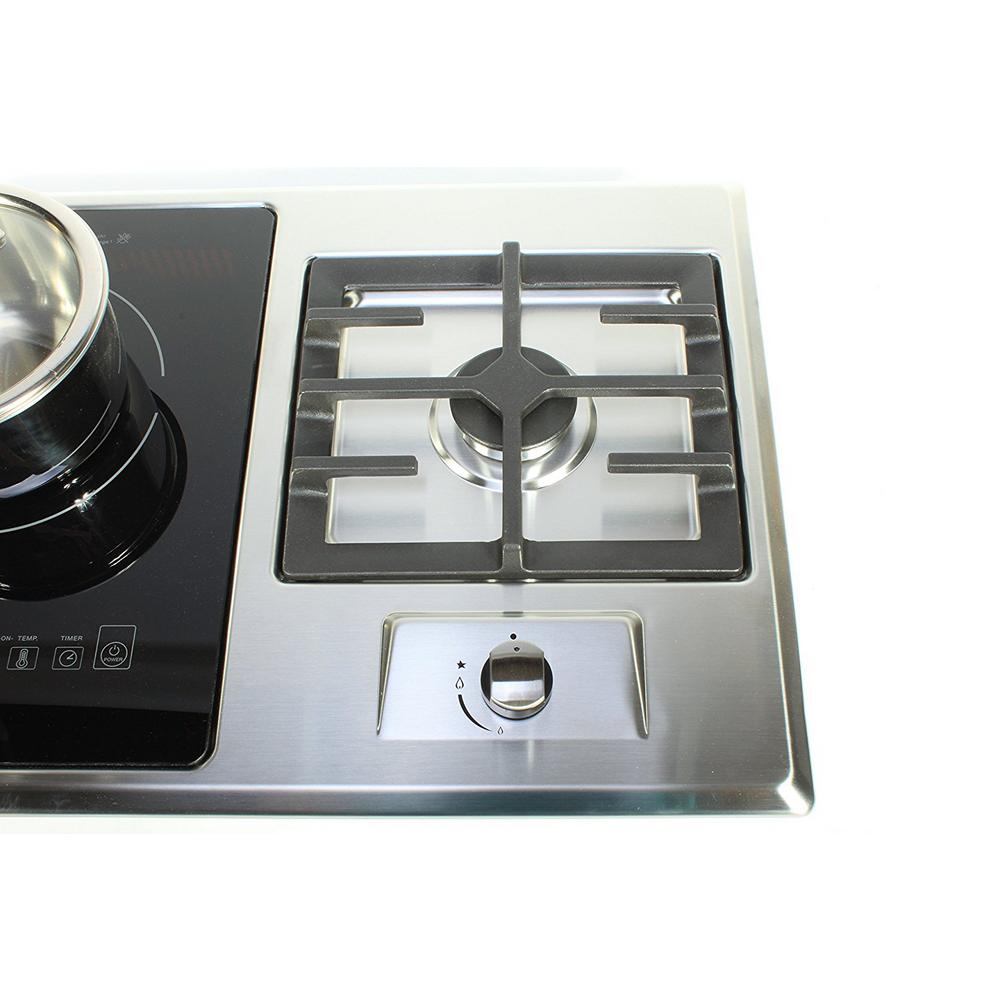 True Induction 25 In Gas Induction Combo In Black And Stainless