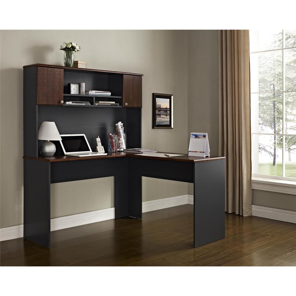 Ameriwood Home Greywood Cherry And Gray L Shaped Computer Desk