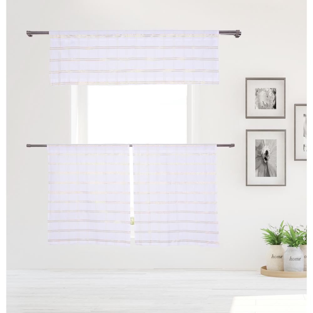 Duck River Amity Kitchen Valance In White Gold 15 In W X 58 In L