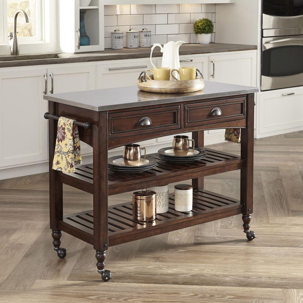 Homestyles Country Comfort Aged Bourbon Kitchen Cart With