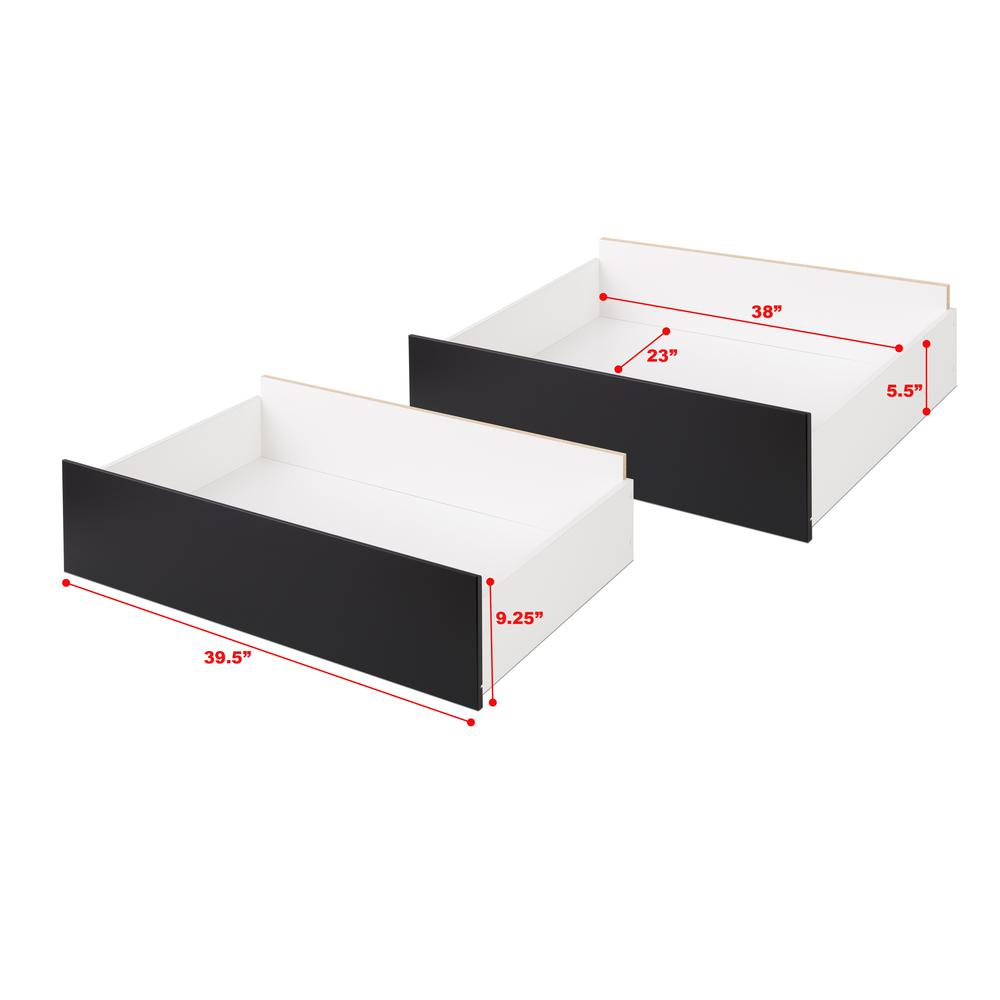 Prepac Select Black Queen King Storage Drawers On Wheels Set Of 2