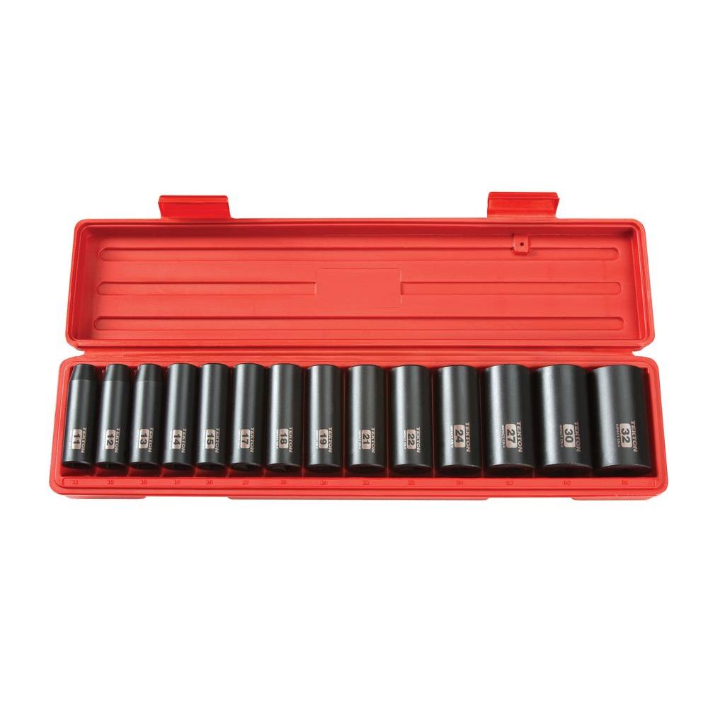 Tekton 1 2 In Drive 11 32 Mm 6 Point Deep Impact Socket Set 45 The Home Depot