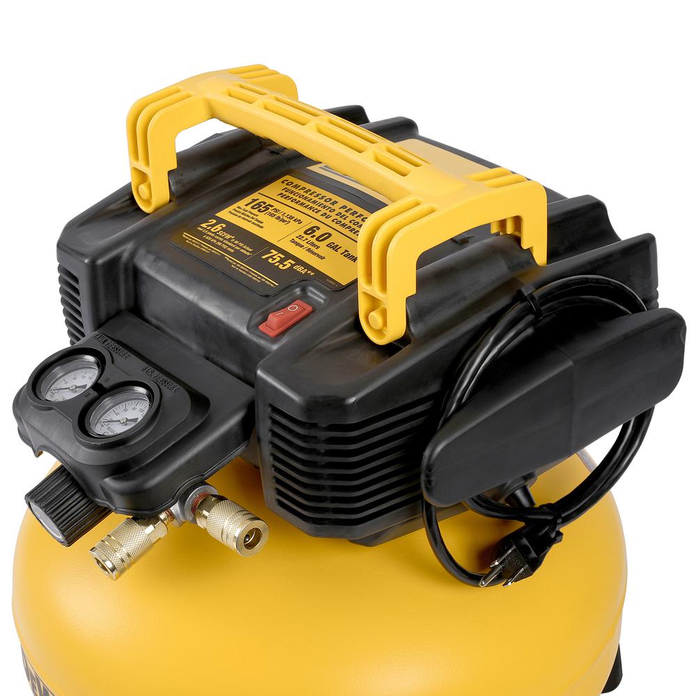 Dewalt 6 Gal Portable Electric Air Compressor With Bonus Brad Nailer Dwfp55126wbn The Home Depot Dewalt 6 Gal Portable Electric Air