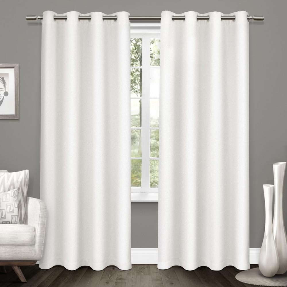 Unbranded Tweed 52 In W X 96 In L Woven Blackout Grommet Top Curtain Panel In Winter White 2 Panels Eh8080 01 2 96g The Home Depot