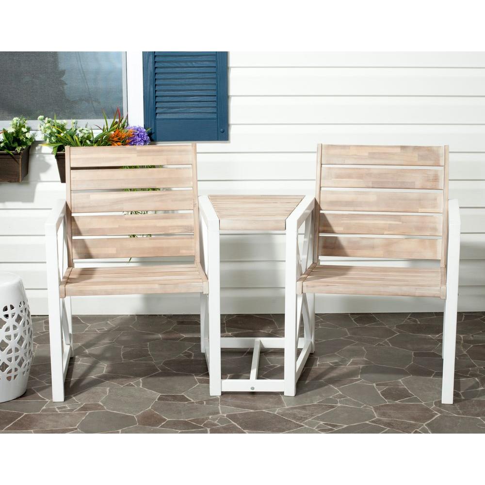 Safavieh Jovanna White Oak Acacia Wood 2 Seat Patio Bench