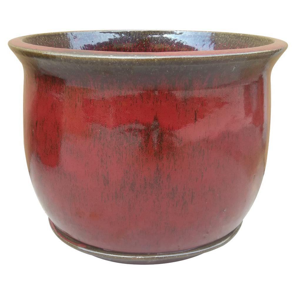 red ceramic outdoor plant pots