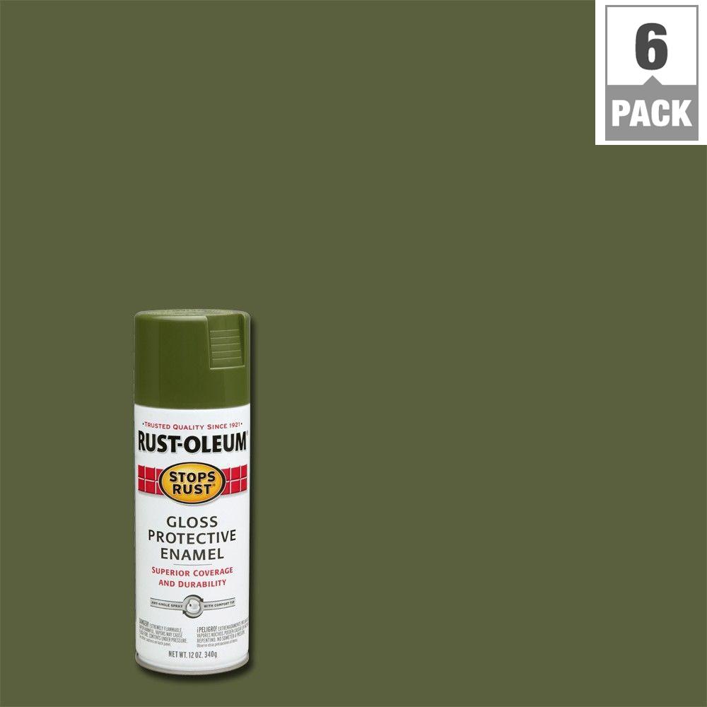 RustOleum Stops Rust 12 oz. Protective Enamel Gloss Army Green Spray