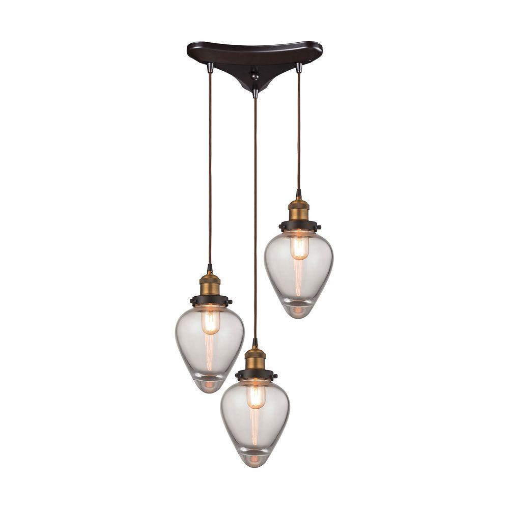 Titan Lighting Bartram 3 Light Oil Rubbed Bronze And Antique Brass Pendant