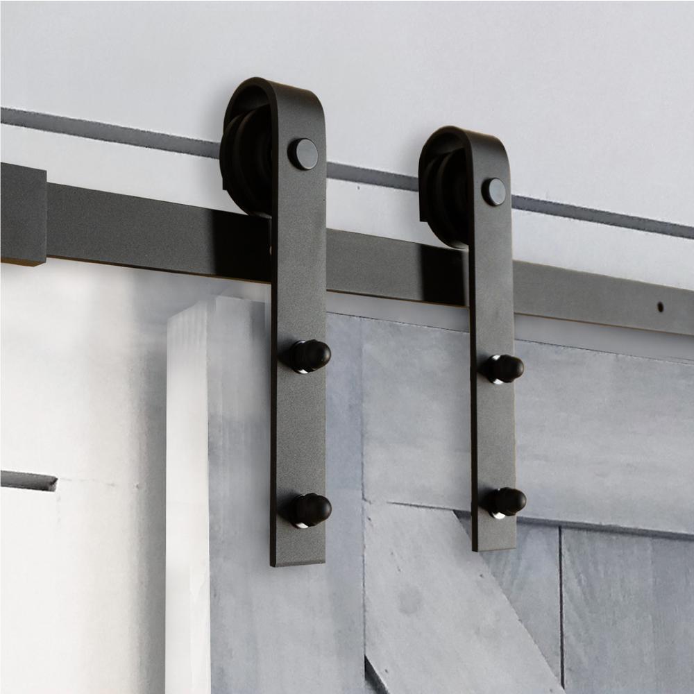 Color: Black New-8 in 1 Install Setup Heavy Duty Sturdy Sliding Barn Door Floor Guide Adjustable Roller Flush Bottom Design Floor and Door Fi