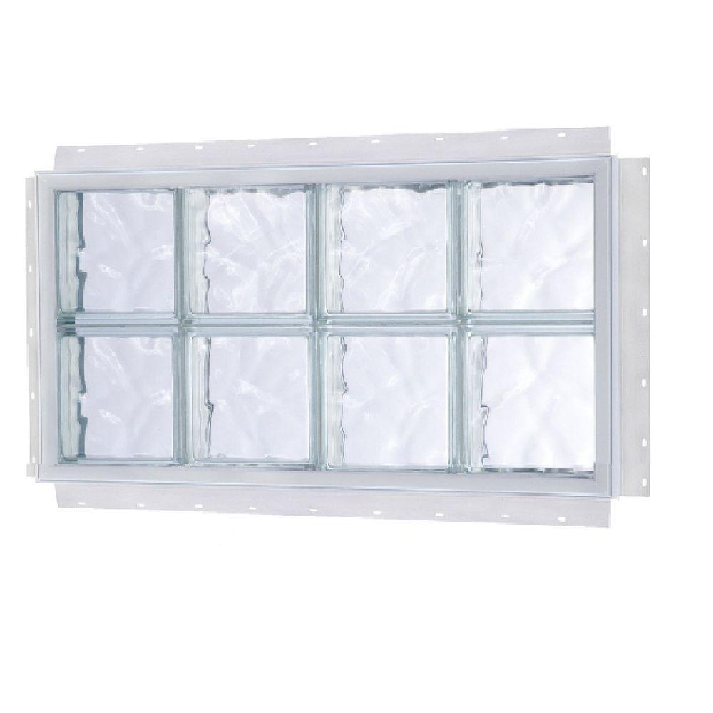 TAFCO WINDOWS 32.5 in. x 16.5 in. NailUp Wave Pattern Solid Glass Block