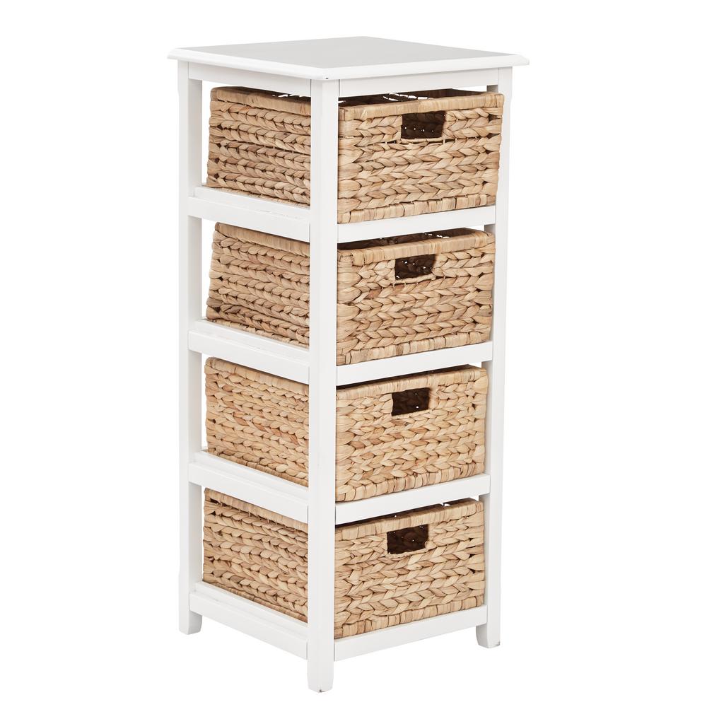 Osp Home Furnishings Seabrook White 4 Tier Storage Unit With