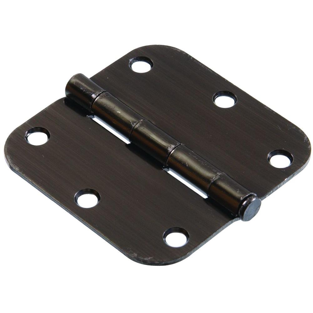 Brass Finish The Hillman Group 852610 3-1//2-Inch Residential Door Hinge with 5//8-Inch Round Corner Removable Pin Full Mortise Satin