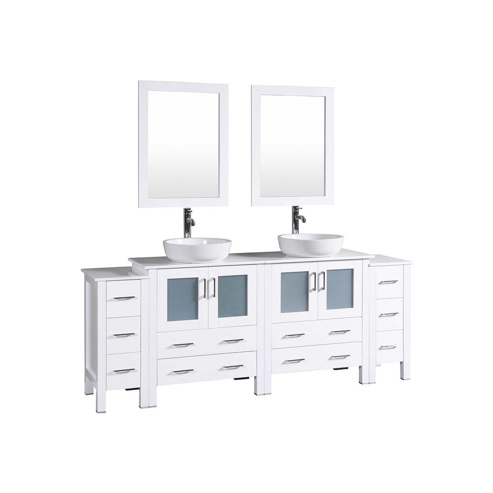 Quartz Above 73 In White Vanities With Tops Bathroom W Double Bath Vanity In White With Pheonix Stone Top