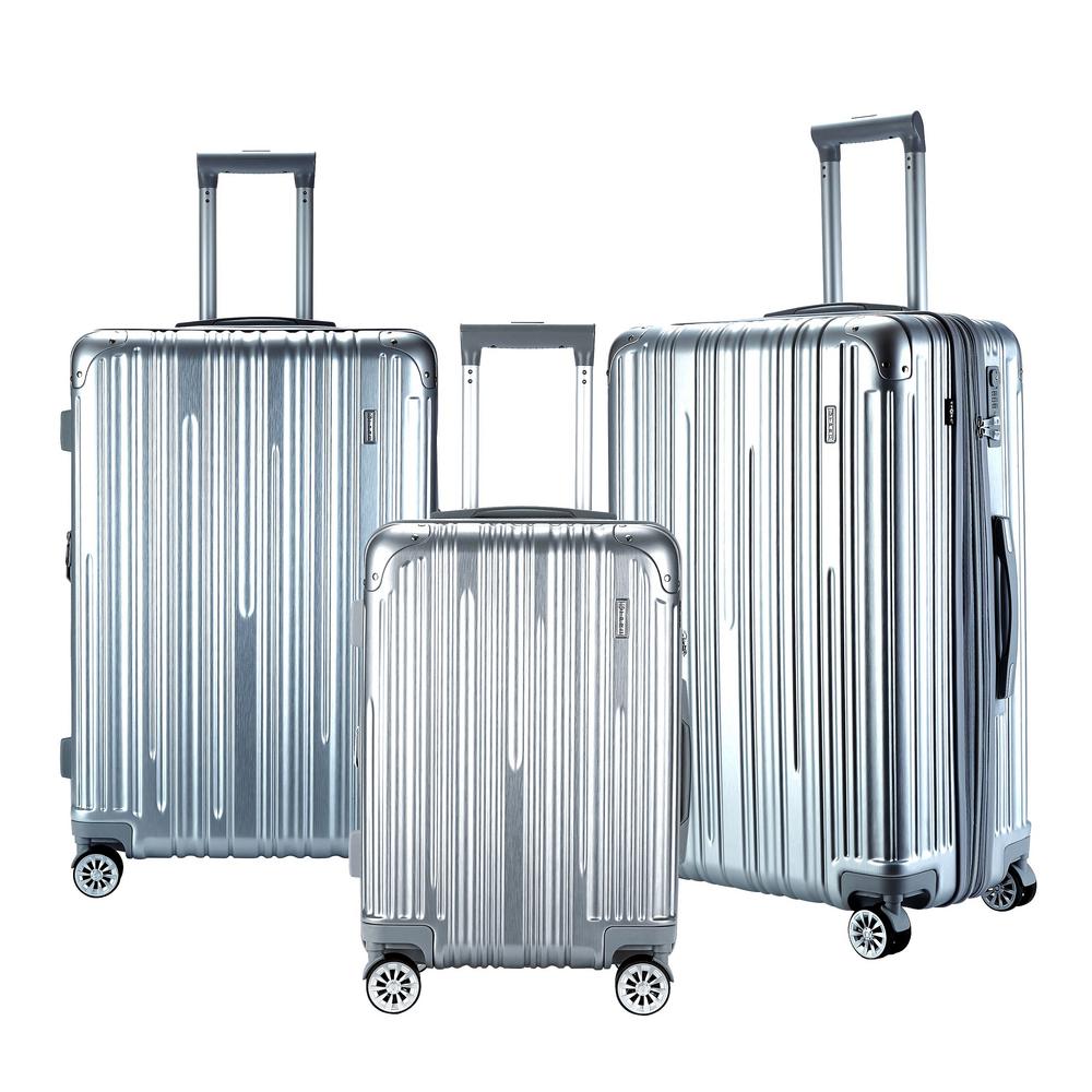 Travelers Club NURMI Silver Hardside Rolling Vertical Luggage Set with ...