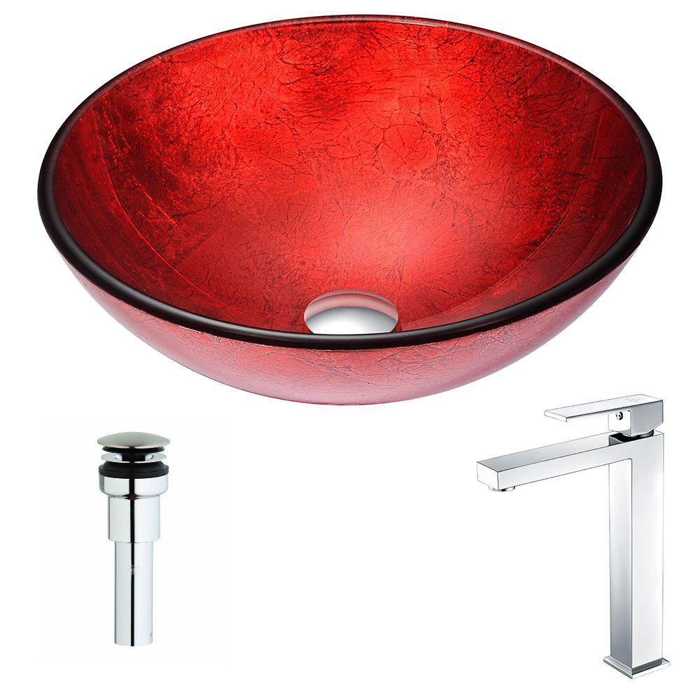 ANZZI Cansa Series DecoGlass Vessel Sink in Rich TimberLSAZ066 The
