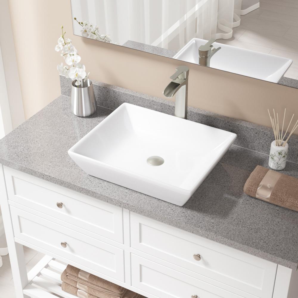 Mr Direct Porcelain Vessel Sink In White With 731 Faucet And Pop