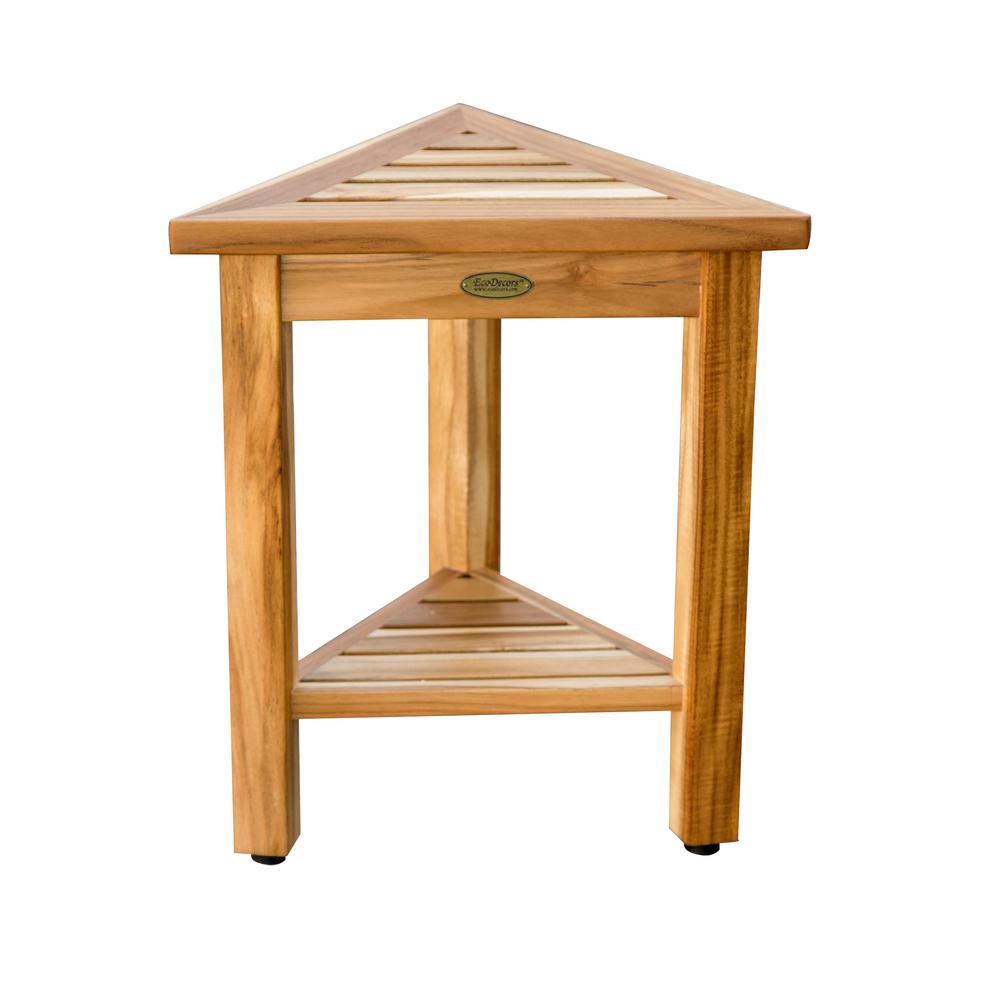 EcoDecors FlexiCorner Triangular Teak Modular Stool, Table with Shelf