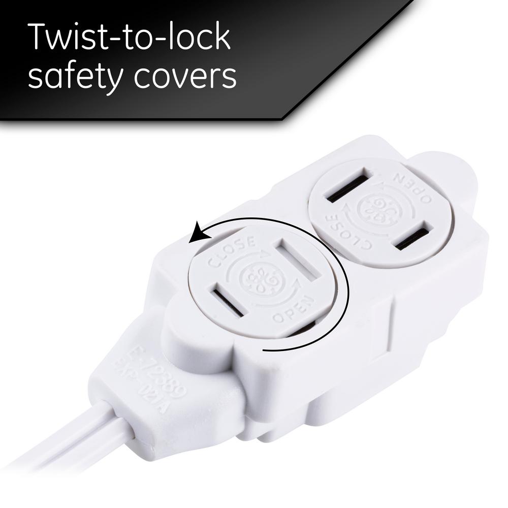 White NEW GE 51962 Polarized 3 Outlet Extension Cord 15 ft