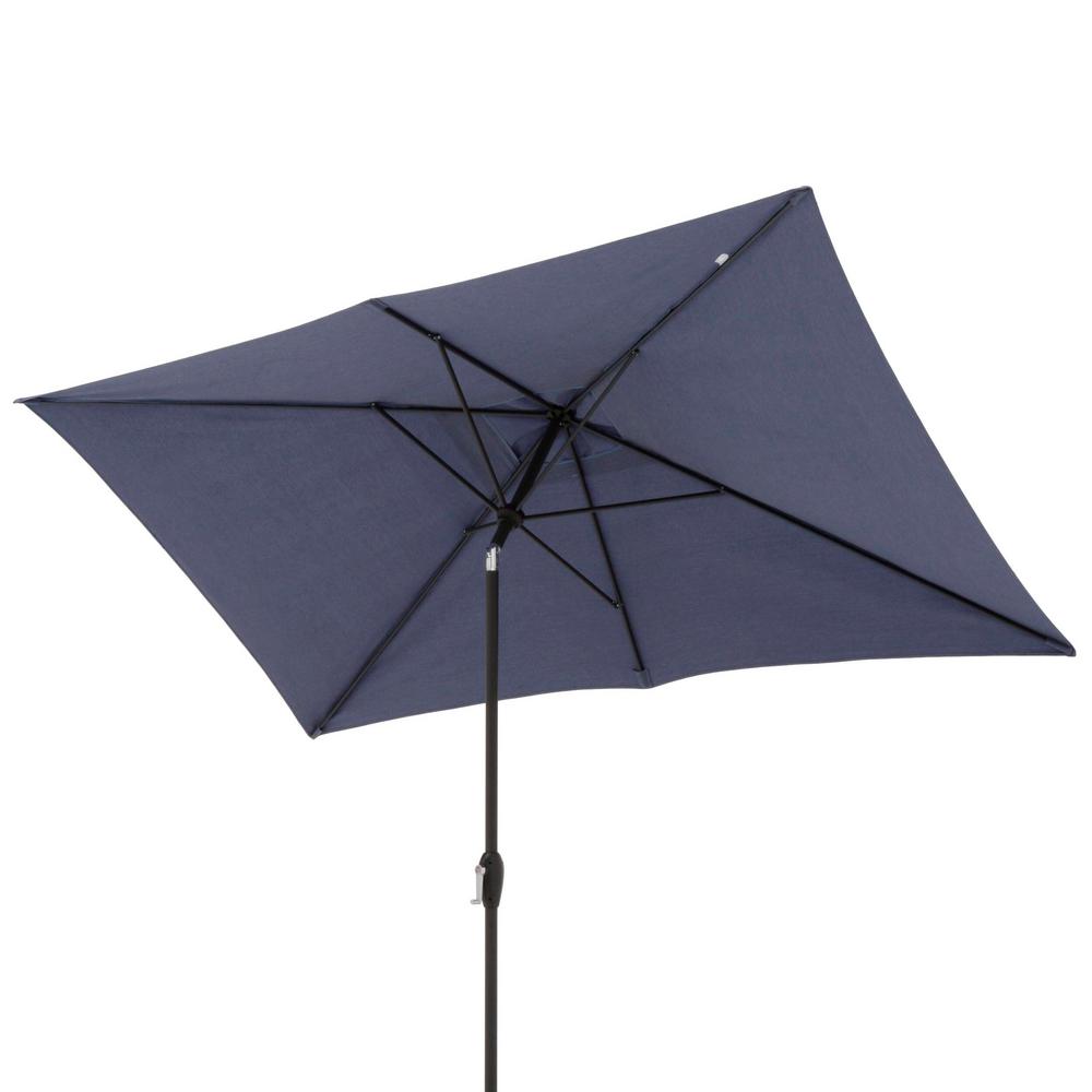 Hampton Bay 10 Ft X 6 Ft Aluminum Patio Umbrella In Sky Blue With Push Button Tilt 9106 01298800 The Home Depot