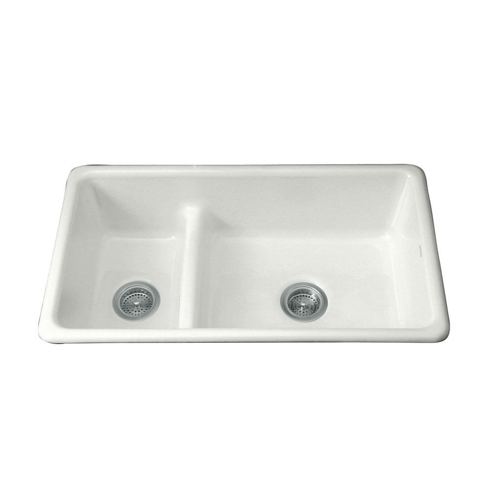 KOHLER Indio Smart Divide Undermount Cast Iron 33 in. 1Hole Double