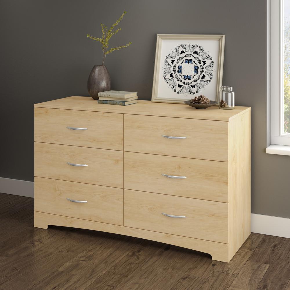 Natural Maple Bedroom Furniture The Home Depot Step One 6 Drawer Natural Maple Dresser