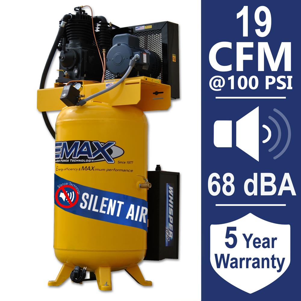 EMAX Industrial PLUS 80 Gal. 5 HP 1Phase Silent Air Electric Air