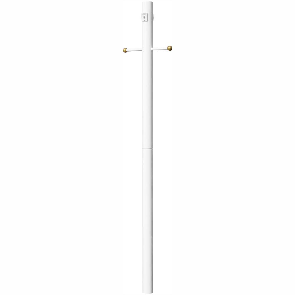 Hampton Bay 81 in. White Lamp Post with Cross Arm, Photo Eye and Outlet