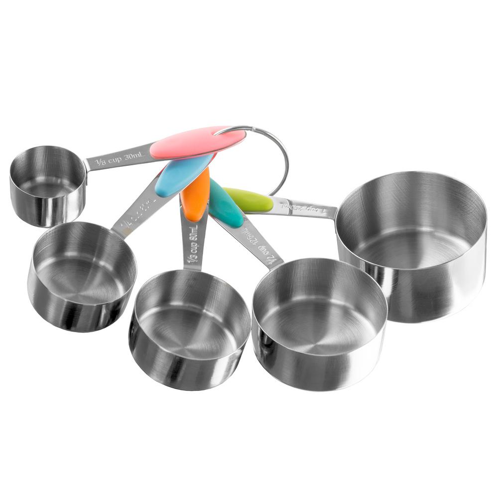 Trademark 5 Piece Stainless Steel With Silicone Measuring Cup Set Trademark 5 Piece Stainless Steel With Silicone Measuring Cup Set