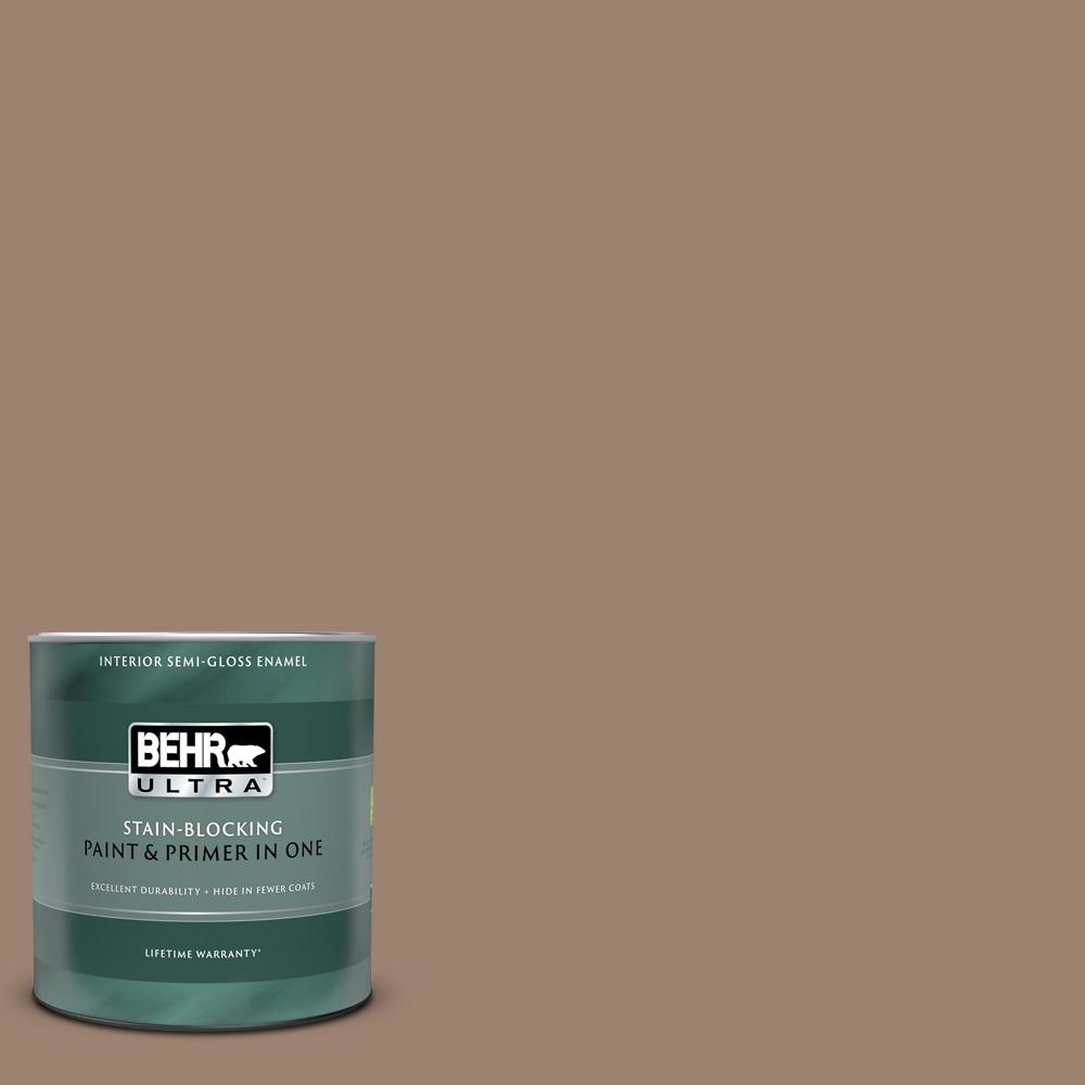 BEHR ULTRA 1 qt. #MQ2-48 Sturdy Brown Semi-Gloss Enamel Interior Paint ...