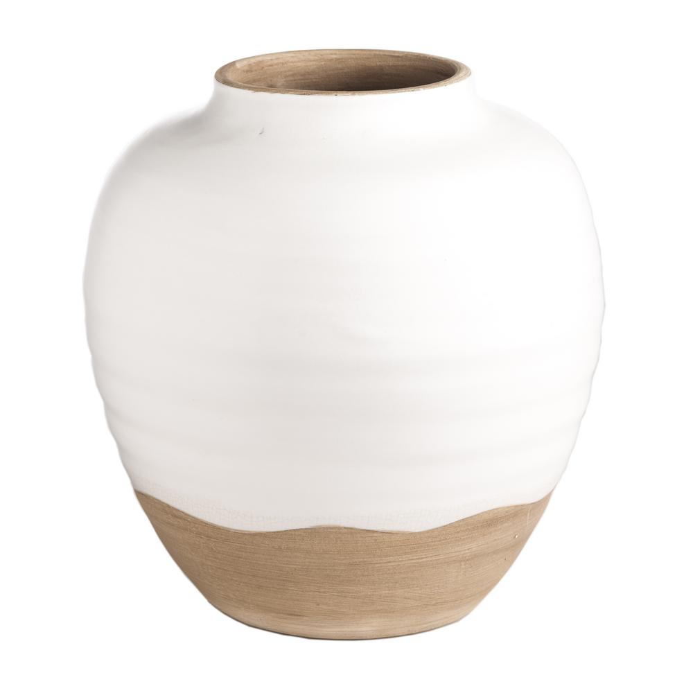 Medium Terracotta Vase with Matte White Glaze