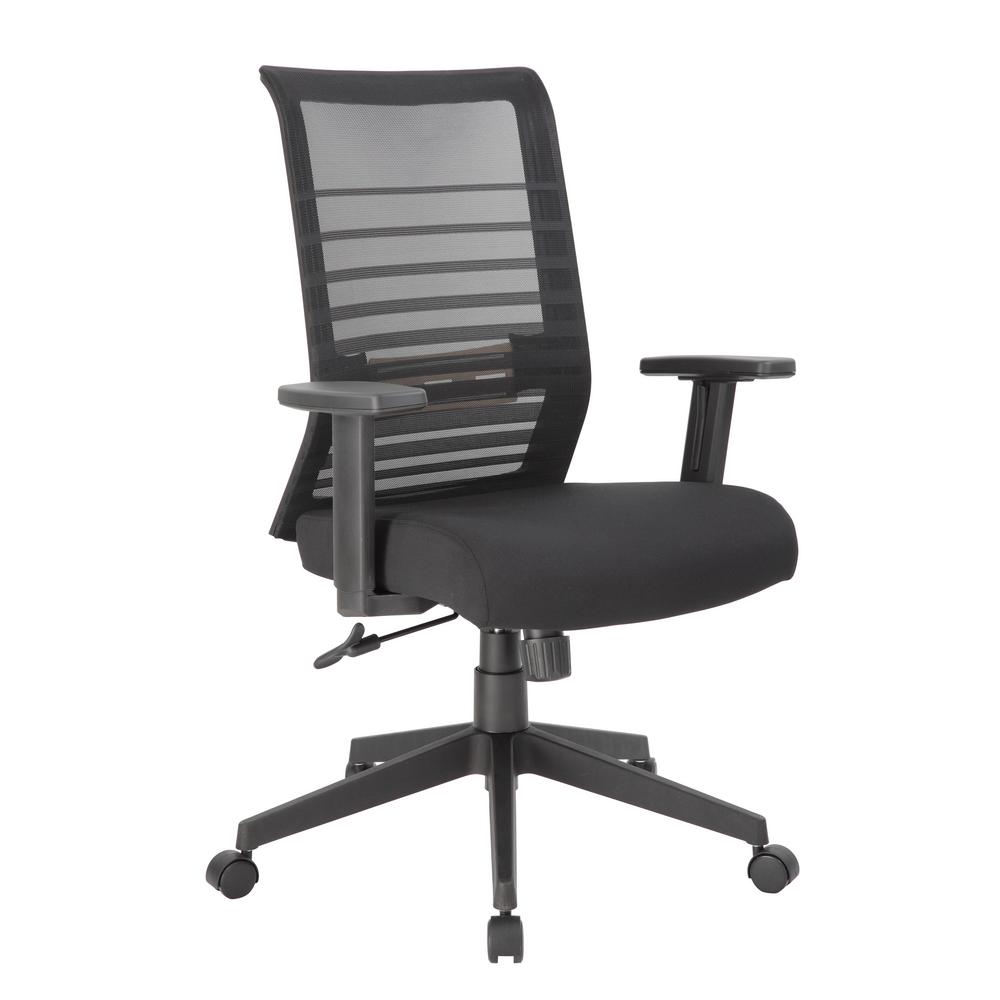 BOSS OFFICE Black Executive Mesh Back Desk Chair Adj ArmsB6566BK