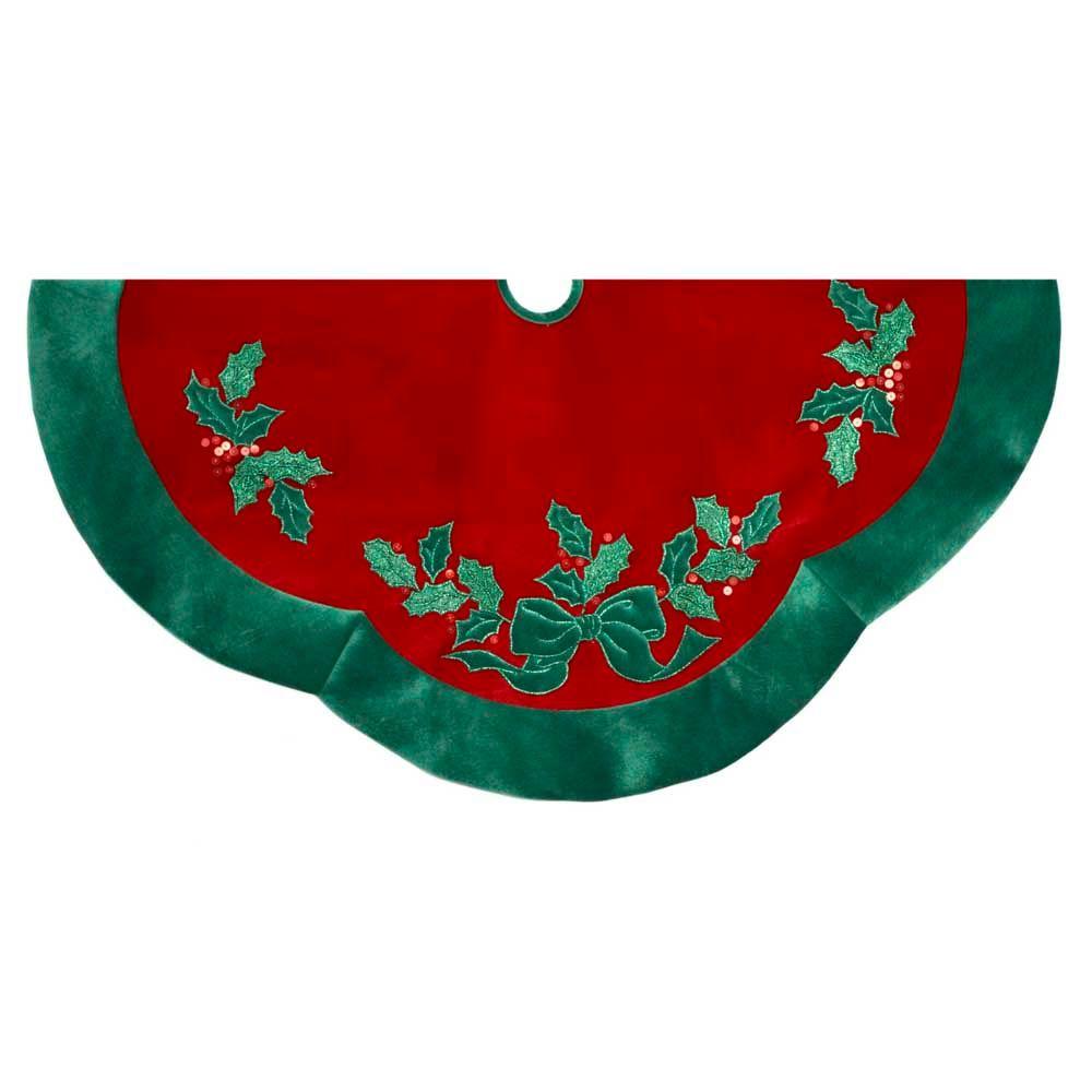 kurt s adler 48 in velvet red with green leaves applique kurt s adler 48 in velvet red with green leaves applique