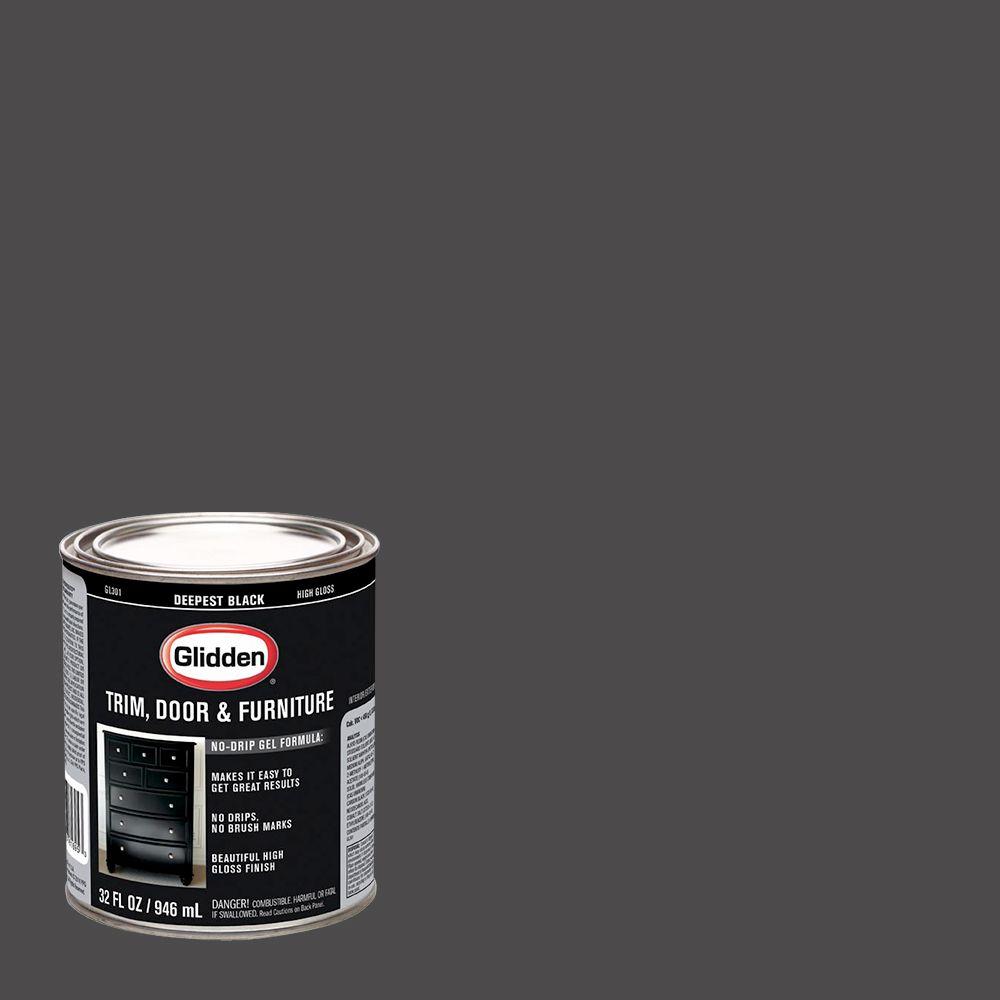 Glidden Trim And Door 1 Qt Deepest Black Gloss Interior Exterior Oil Paint