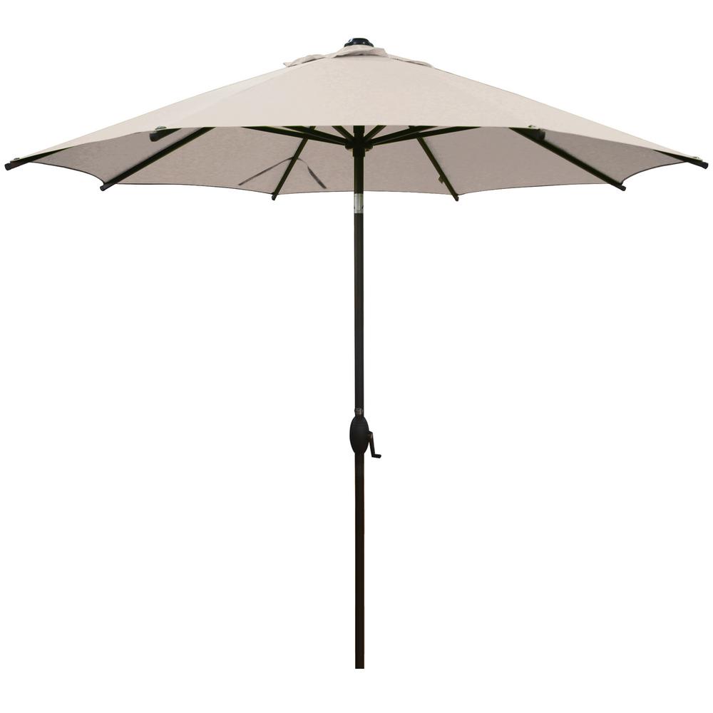 Abba Patio 9 Ft Market Patio Umbrella Steel Pole With Auto Tilt And Crank Beige 8 Ribs Ap9388ctab The Home Depot