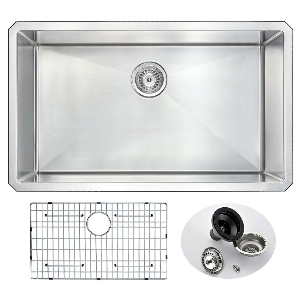 Anzzi Vanguard Series Undermount Stainless Steel 32 In 0 Hole Single Bowl Kitchen Sink