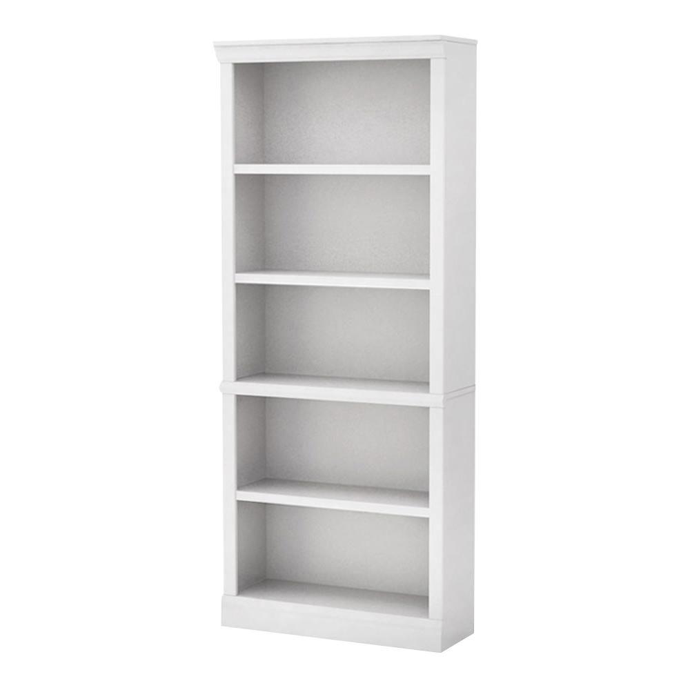 Hampton Bay 72 In White Wood 5 Shelf Standard Bookcase With