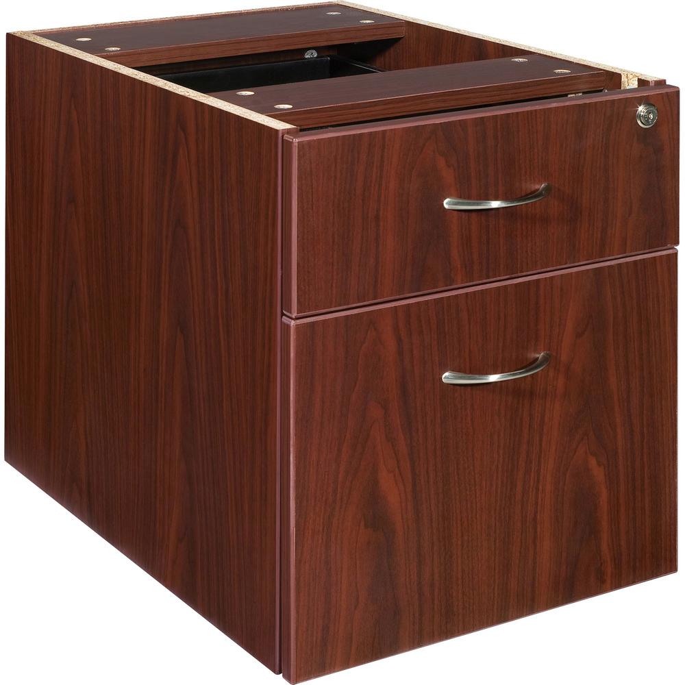 Lorell Essentials Mahogany With 2 Drawers And Double Pedestal Pedestal File Cabinet Llr69398 The Home Depot