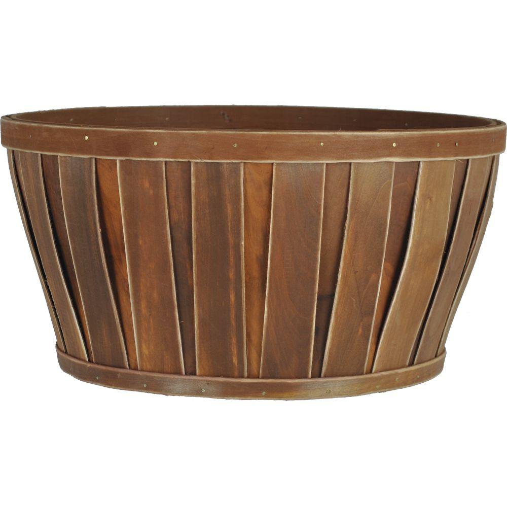 14 in. Wood Bushel BasketFully Lined Plastic Indoor Outdoor Planting Warm Brown 689781018390 eBay