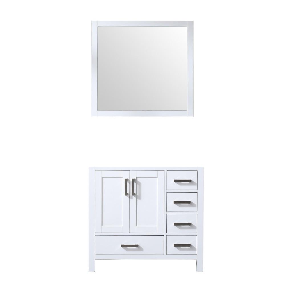 Lexora Jacques 36 In White Single Vanity No Top And 34 In Mirror